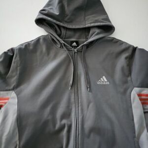 Adidas Hoodie Mens 2XL Tall Gray Orange‎ Full Zip Active 360 Jacket Coat Sweater